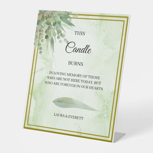 ユーカリの葉このロウソクはメモリの中で燃える 台座サイン (正面)