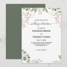 ユーカリの葉とピンクの花のウェディング