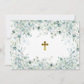 ユーカリの葉と写真 洗礼 感謝カード 招待状 (裏面)