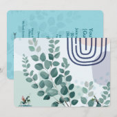 ユーカリの葉と praying mantis オーストラリアの植物芸術 招待状 (正面/裏面)