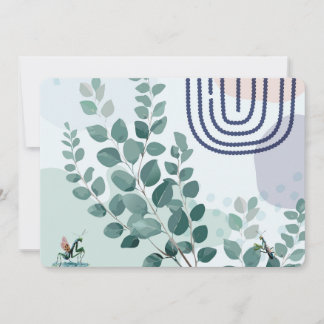 ユーカリの葉と praying mantis オーストラリアの植物芸術 招待状