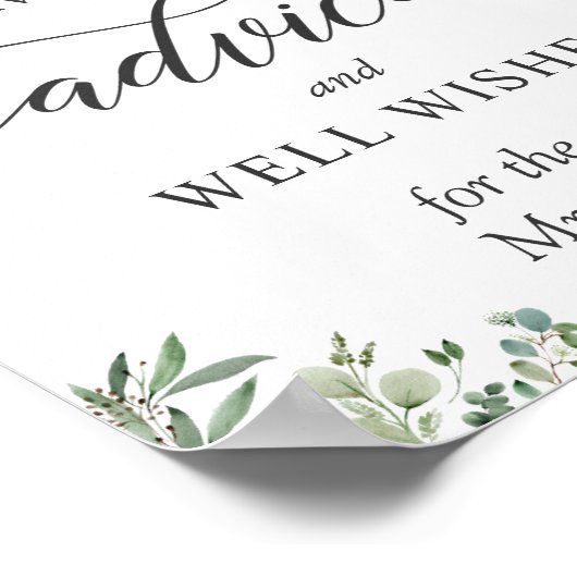 ユーカリの葉のアドバイスと祝福のサイン ポスター (角)