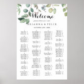 ユーカリの葉のアルファベットのシーティングチャート ポスター (正面)