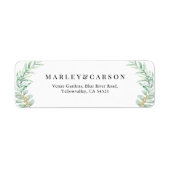 ユーカリの葉のウェディング返信住所ラベル ラベル (正面)