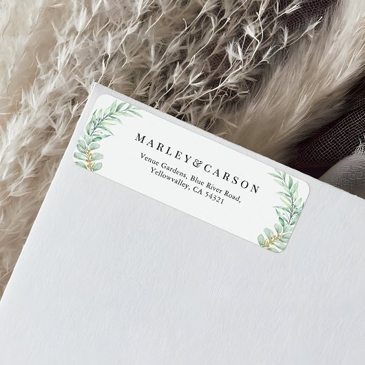ユーカリの葉のウェディング返信住所ラベル ラベル