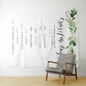 ユーカリの葉のウェディング オーダー オブ ザ デイ タペストリー (インサイチュ(横))