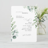 ユーカリの葉のオシャレな結婚式招待状（親族の名前なし） 招待状 (スタンド正面)