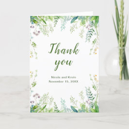 ユーカリの葉のグリーンウェディングカード サンキューカード