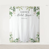 ユーカリの葉のグリーンウェディングシャワー背景 タペストリー (正面)