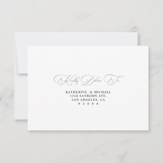 ユーカリの葉のグリーンウェディング出欠確認カード 招待状 (裏面)