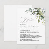 ユーカリの葉のグリーンウェディング詳細カード 招待状 (正面/裏面)