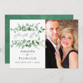 ユーカリの葉のグリーンウェディング セーブザデート (正面/裏面)