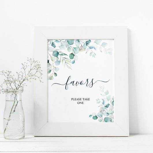 ユーカリの葉のグリーンシャワーフェイバーズサイン ポスター