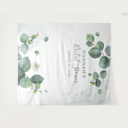 ユーカリの葉のグリーン写真撮影用背景 タペストリー (正面(横))