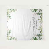 ユーカリの葉のグリーン ウェディングシャワー 背景ボード タペストリー (正面(横))