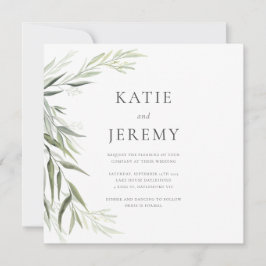 ユーカリの葉のグリーン ウェディング 招待状