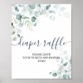 ユーカリの葉のグリーン ディーパーラフルトサイン ポスター (正面)