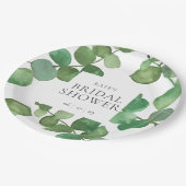 ユーカリの葉のグリーン ブライダルシャワー ペーパープレート (アングル)