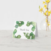 ユーカリの葉のグリーン Thank You カード (黄色い花)