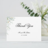 ユーカリの葉のグリーン Thank You カード (スタンド正面)