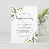 ユーカリの葉のシックなエンゲージメントパーティー 招待状 (スタンド正面)