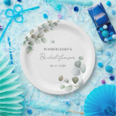 ユーカリの葉のスクリプト ウェディングシャワーデザイン ペーパープレート (パーティー)