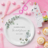 ユーカリの葉のスクリプト ウェディングシャワーデザイン ペーパープレート (パーティー)