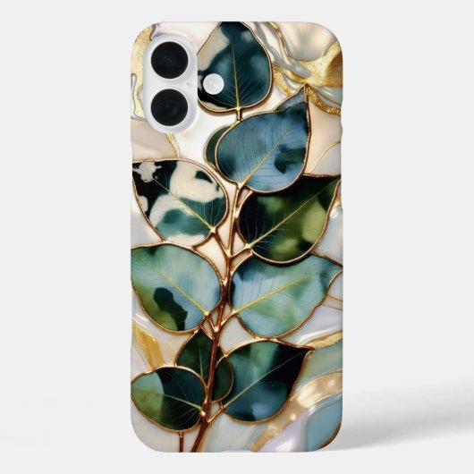 ユーカリの葉のステンドグラス風スマホケース Case-Mate iPhoneケース (裏面)