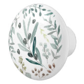 ユーカリの葉のドアか引出しのノブ セラミックノブ (右)