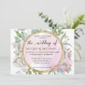 ユーカリの葉のブッシュ モダン ウォーターカラー ウェディング 招待状 (スタンド正面)