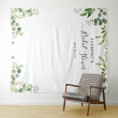 ユーカリの葉のブライダルシャワー背景 タペストリー (インサイチュ(横))