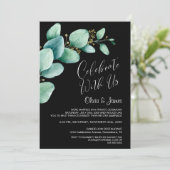 ユーカリの葉のブラックウェディングレセプション 招待状 (スタンド正面)