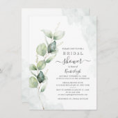 ユーカリの葉のボタニカルスクリプト ブライダルシャワー 招待状 (正面/裏面)
