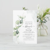 ユーカリの葉のボタニカルスクリプト ブライダルシャワー 招待状 (スタンド正面)