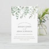 ユーカリの葉のボホの結婚緑 招待状 (スタンド正面)