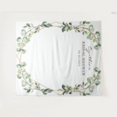 ユーカリの葉の幾何学的なウェディングシャワーの背景 タペストリー (正面(横))