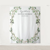 ユーカリの葉の幾何学的なウェディングシャワーの背景 タペストリー (正面)