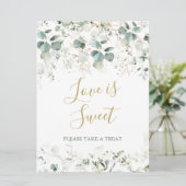 ユーカリの葉の愛は甘い結婚サイン 招待状 (スタンド正面)