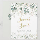 ユーカリの葉の愛は甘い結婚サイン 招待状 (正面/裏面)