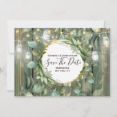 ユーカリの葉の文字列ライト国材 セーブザデート (正面)