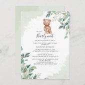 ユーカリの葉の森のクマの男の子ベイビーシャワー 招待状 (正面/裏面)