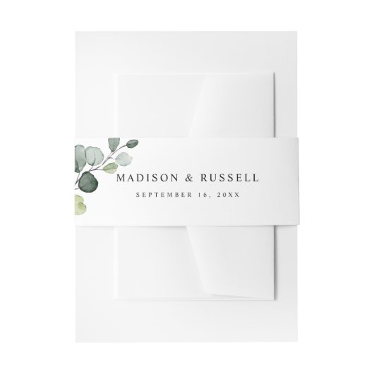 ユーカリの葉の植物グリーン 招待状ベリーバンド (正面例)