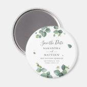 ユーカリの葉の植物グリーン Save the Date マグネット (正面/裏面)