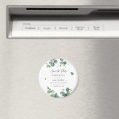 ユーカリの葉の植物グリーン Save the Date マグネット (インサイチュ (食洗機))