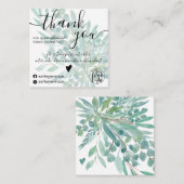 ユーカリの葉の水の色の緑の感謝してい順序あなた スクエア名刺 (正面/裏面)