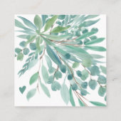 ユーカリの葉の水の色の緑の感謝してい順序あなた スクエア名刺 (裏面)