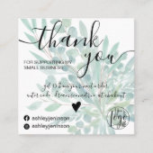 ユーカリの葉の水の色の緑の感謝してい順序あなた スクエア名刺 (正面)