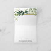 ユーカリの葉の水彩グリーンとホワイトのウェディング サンキューカード (内部)