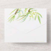 ユーカリの葉の水彩画アートのリハーサルディナー オールインワン招待状 (裏面)