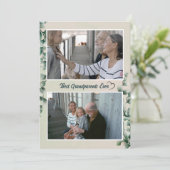 ユーカリの葉の祖父母の写真ホリデーカード 案内状 (スタンド正面)